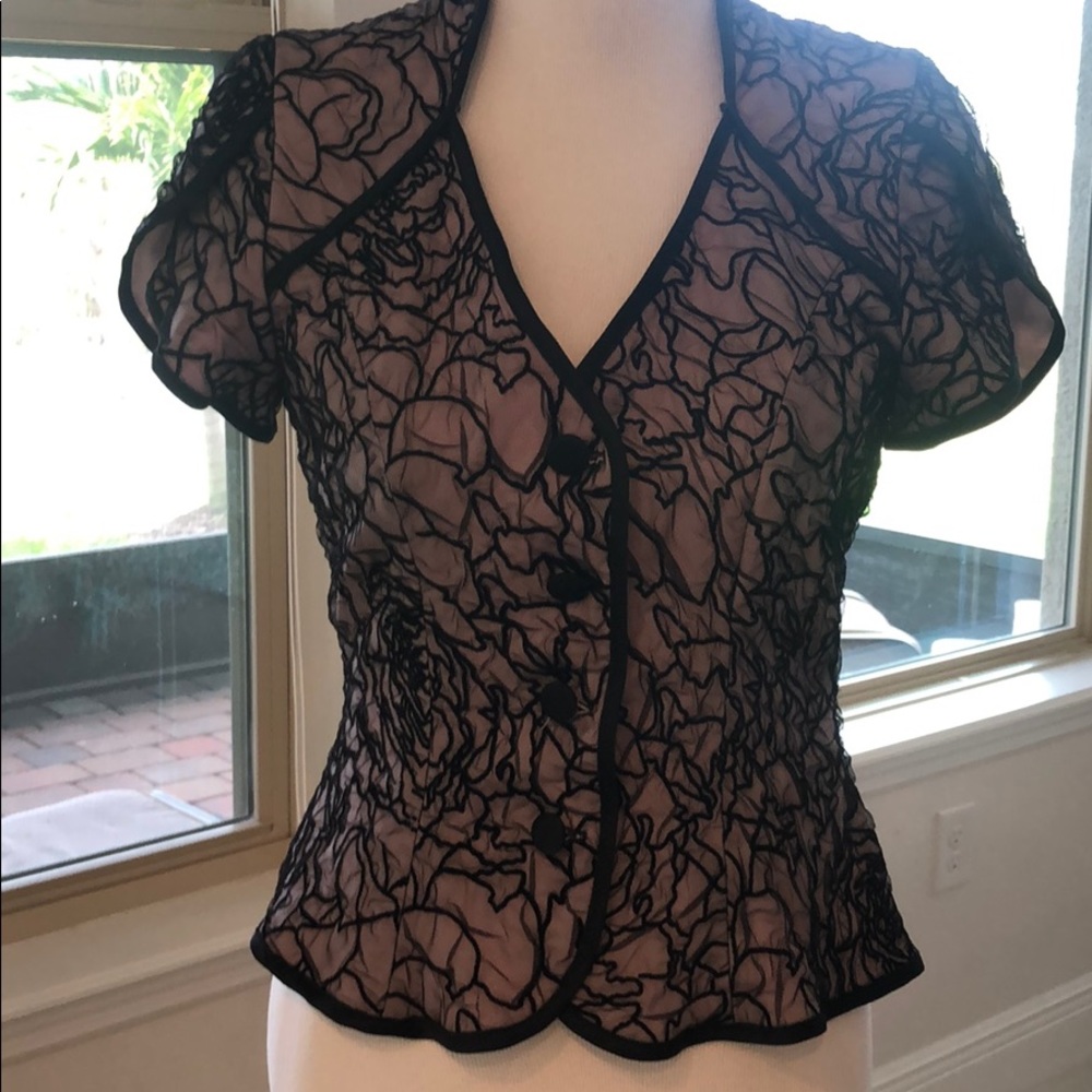 NWT Black and Pink Button Top